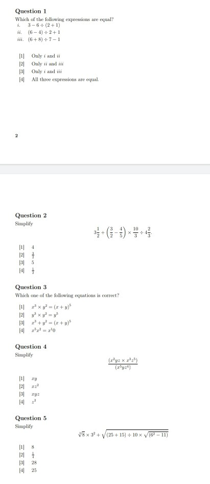 Solved Question 1 Which Of The Following Expressions Are Chegg Com