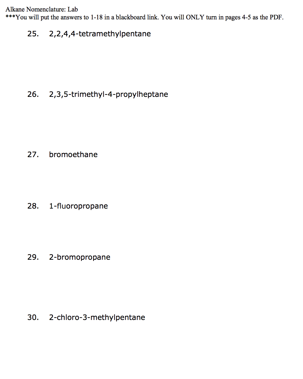 Solved Alkane Nomenclature: Lab ***you Will Put The Answers | Chegg.com