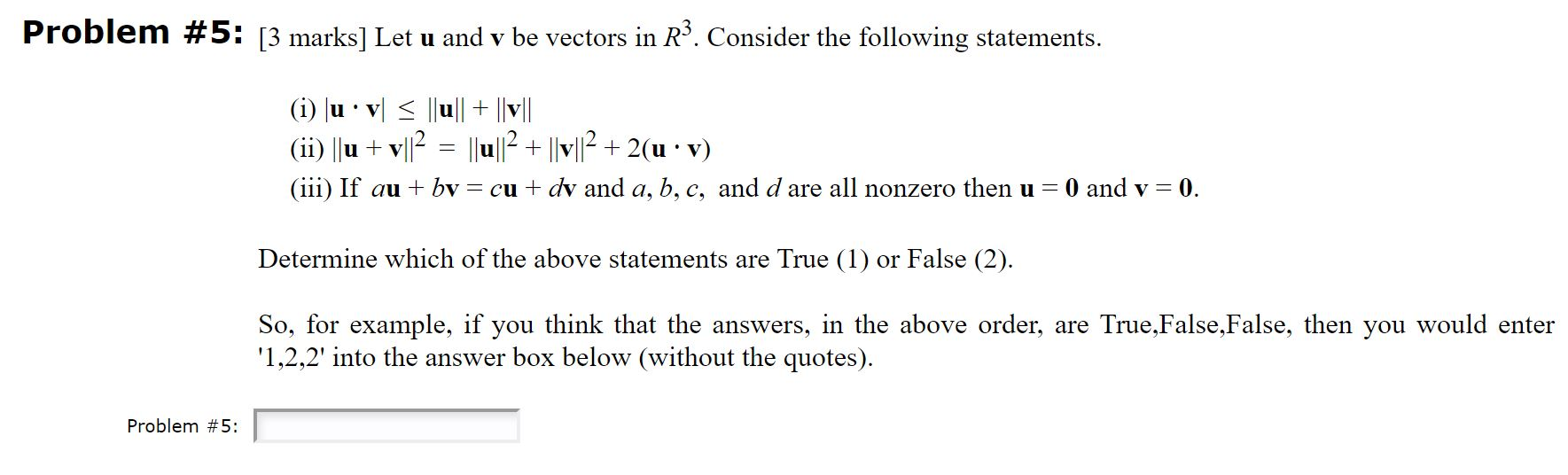 Solved Problem 5 3 Marks Let U And Y Be Vectors In R Chegg Com