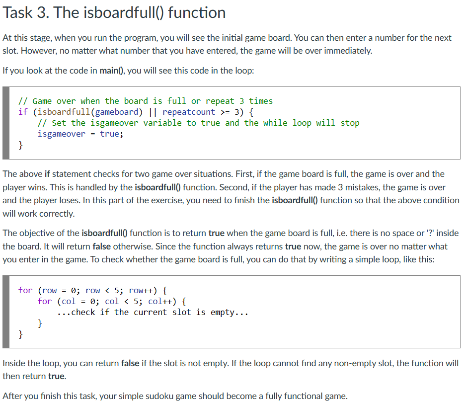 Solved Please write a Sudoku game in C, and the specific