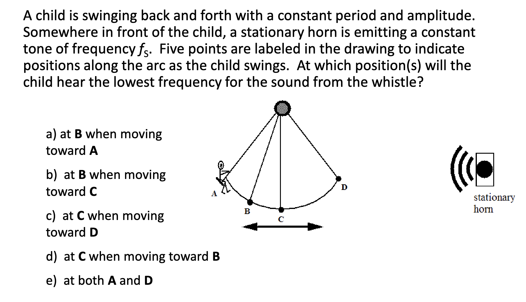 Solved A child is swinging back and forth with a constant