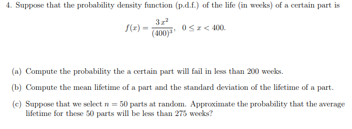 Solved Suppose that the probability density function | Chegg.com