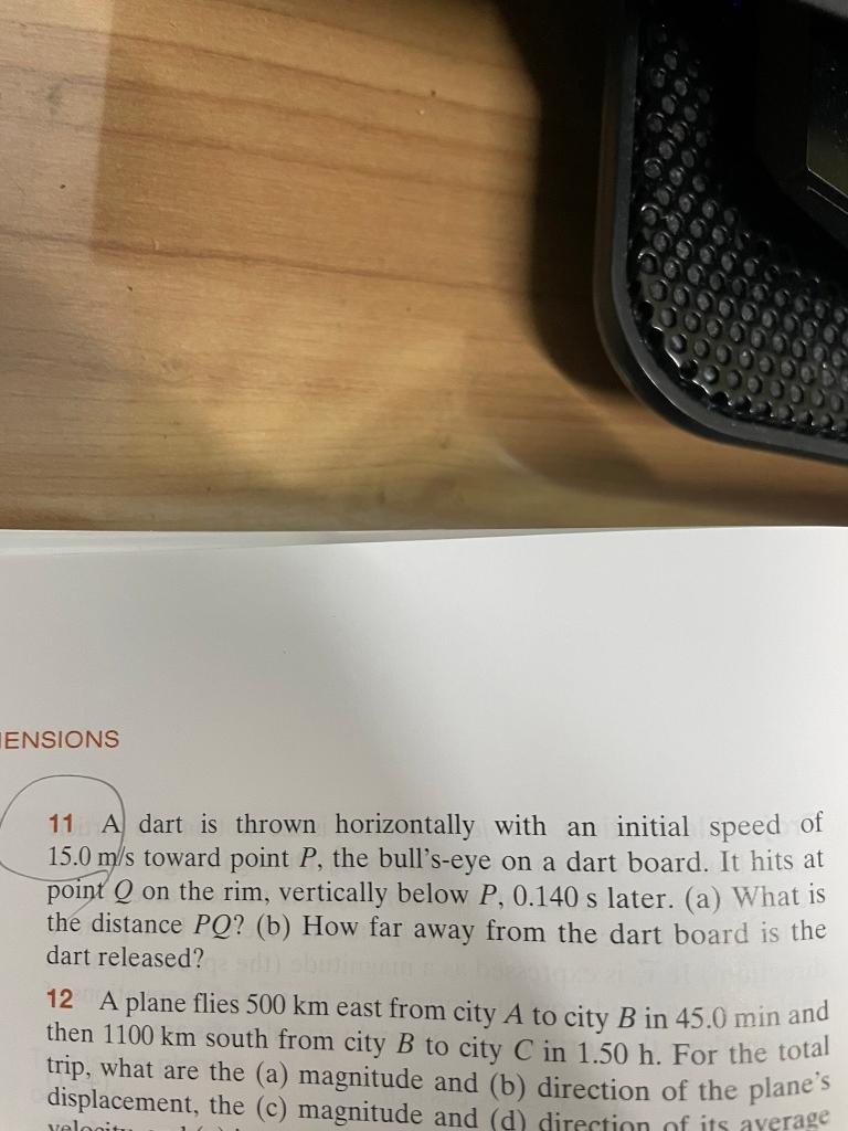 Solved TENSIONS 11 A dart is thrown horizontally with an