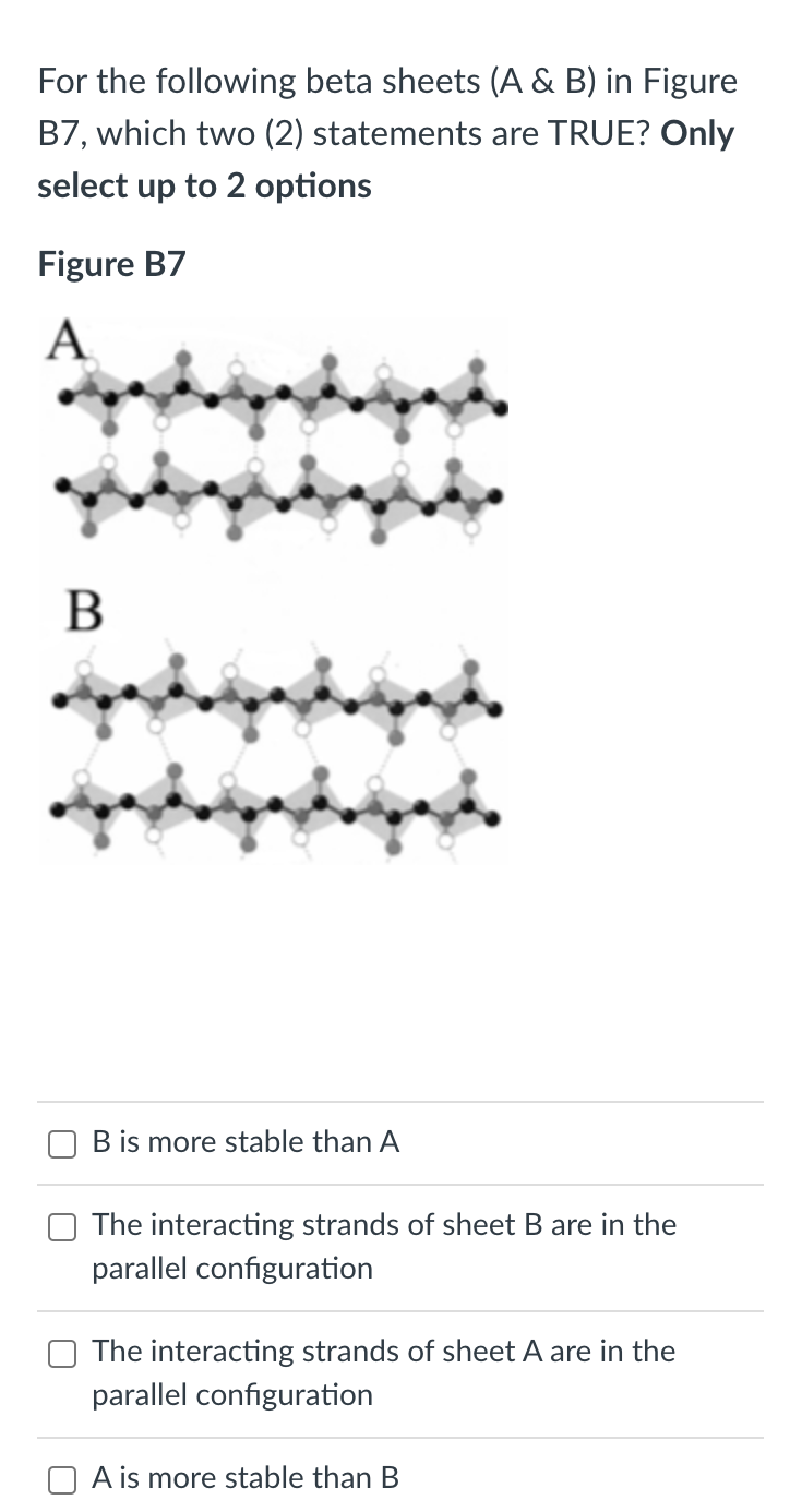 Solved For The Following Beta Sheets (A & B) In Figure B7, | Chegg.com