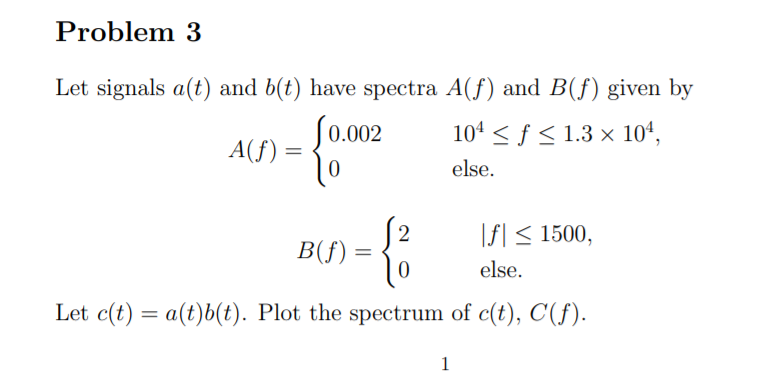 Solved Problem 3 Let Signals A T And B T Have Spectra A Chegg Com