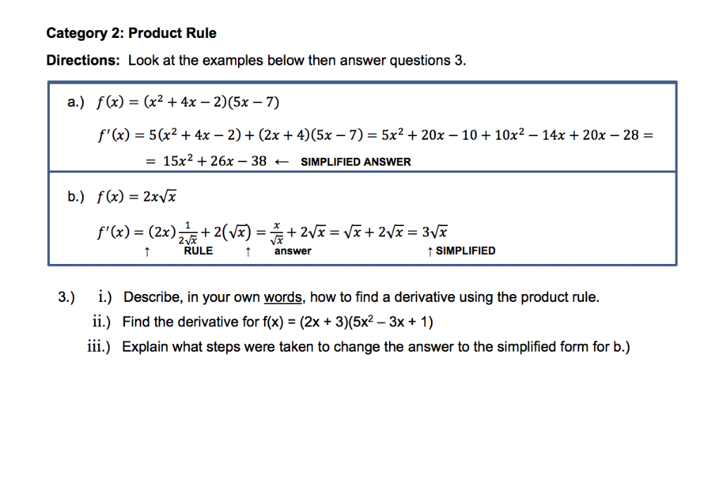 Product Rule Examples