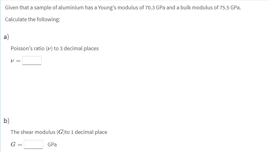 Calculated bulk modulus (B in GPa), shear modulus (G in GPa