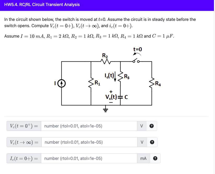Solved In the circuit shown below, the switch is moved at | Chegg.com