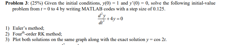 Problem 3: (25%) Given the initial conditions, y(0)=1 | Chegg.com