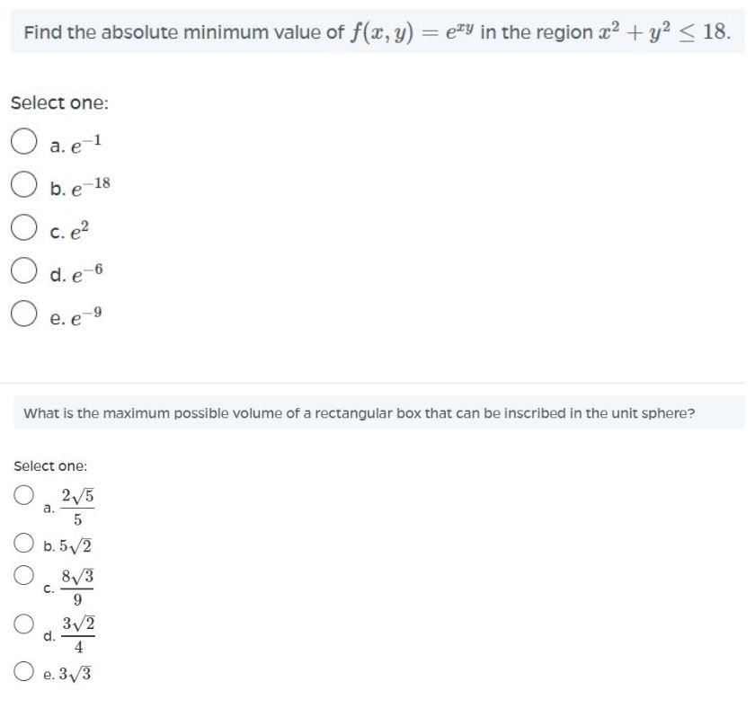 Solved Find The Absolute Minimum Value Of F X Y 4x2 3y2 Chegg Com