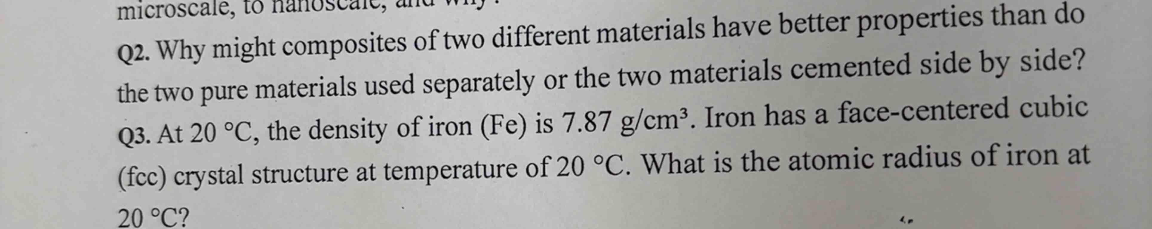 Solved Q2. ﻿Why might composites of ﻿two different materials | Chegg.com