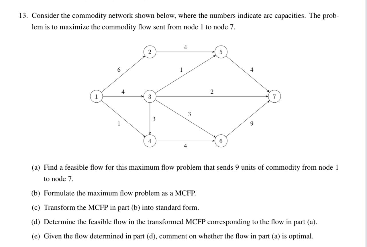 Solved 13. Consider the commodity network shown below, where | Chegg.com