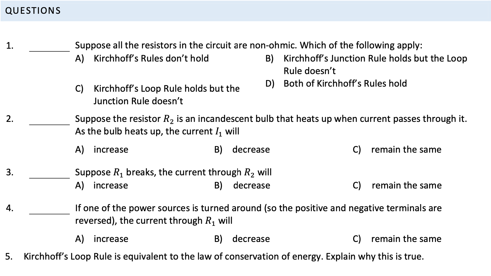 Solved QUESTIONS 1. Suppose all the resistors in the circuit | Chegg.com