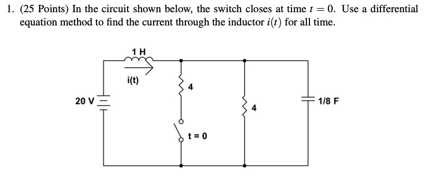 Solved 1. (25 Points) In the circuit shown below, the switch | Chegg.com