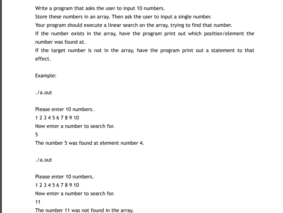 Solved Write a program that asks the user to input 10 | Chegg.com