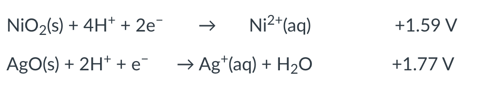 Solved Determine with calculations (E°cell) if the following | Chegg.com