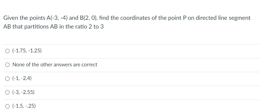 Solved Given The Points A(-3,-4) And B(2,0), Find The | Chegg.com