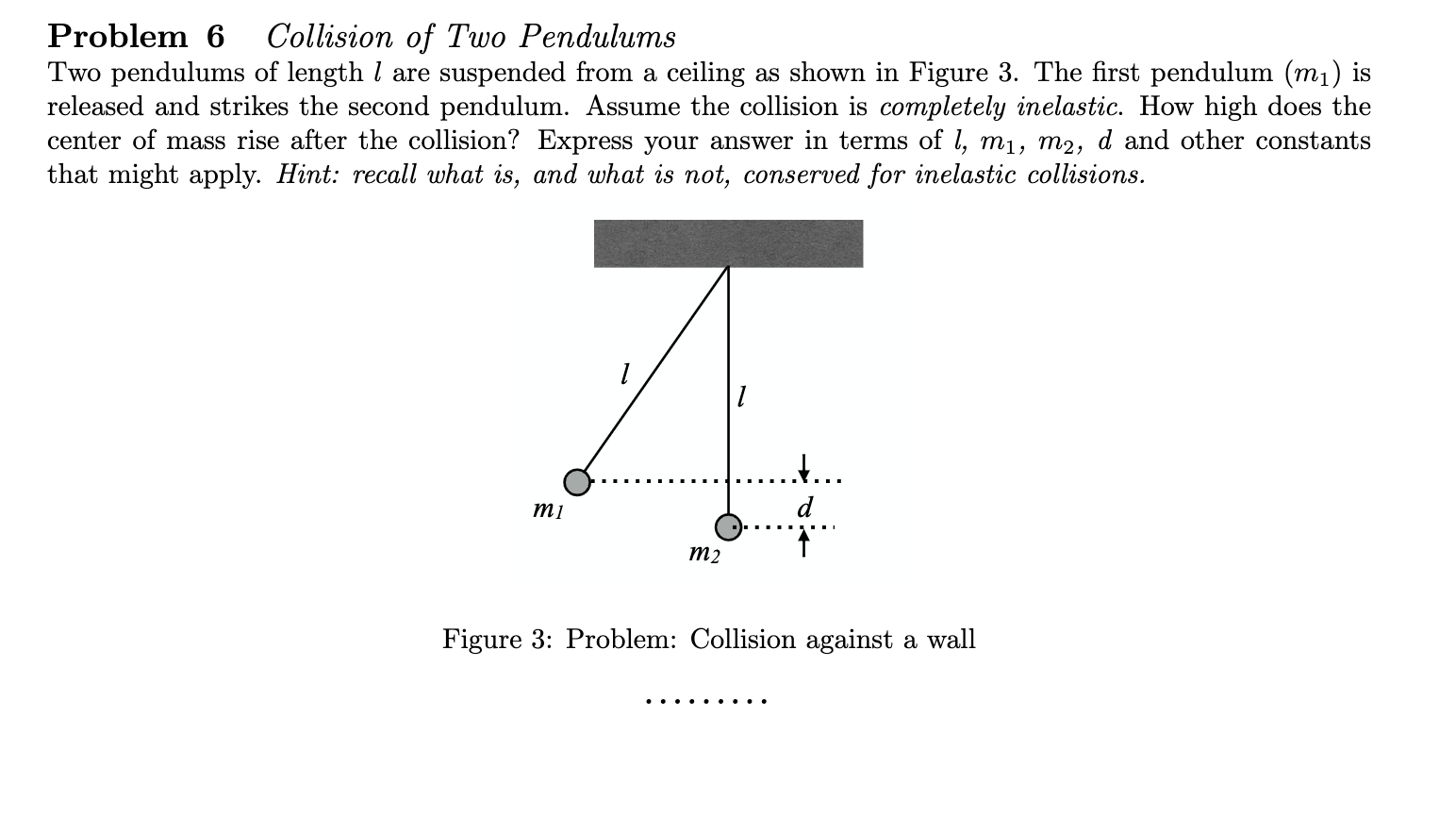 Solved Problem 6 Collision of Two Pendulums Two pendulums of | Chegg.com