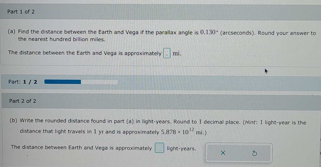 Solved Part 1 of 2 (a) Find the distance between the Earth | Chegg.com