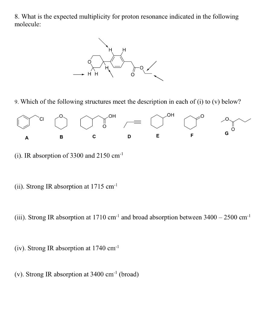 Solved 8. What is the expected multiplicity for proton | Chegg.com