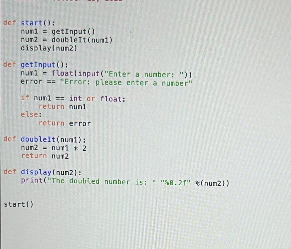 Solved How do I get my program to show an error if a non | Chegg.com