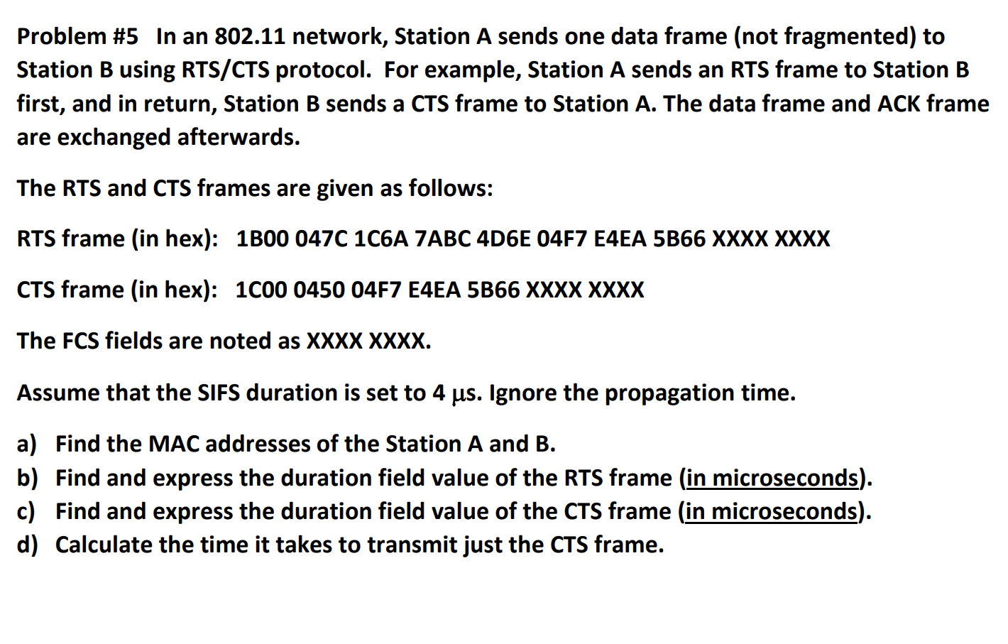 Problem #5 In an 802.11 network, Station A sends one | Chegg.com
