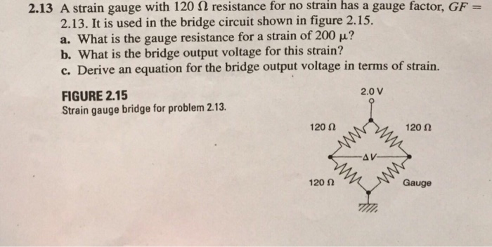 Solved A strain gauge with 120 ohm resistance for no strain | Chegg.com