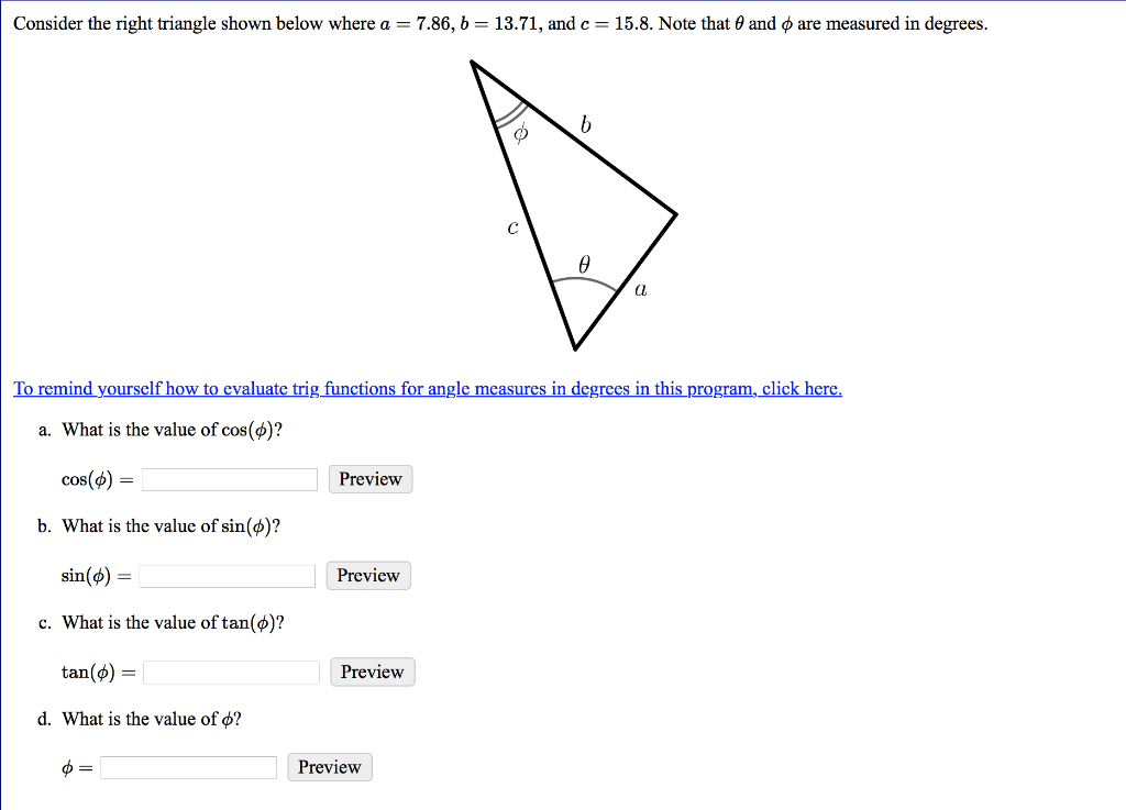 Solved Consider The Right Triangle Shown Below Where A = | Chegg.com