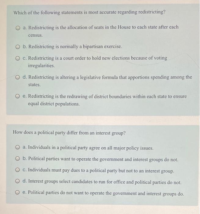 Solved Which of the following statements is most accurate