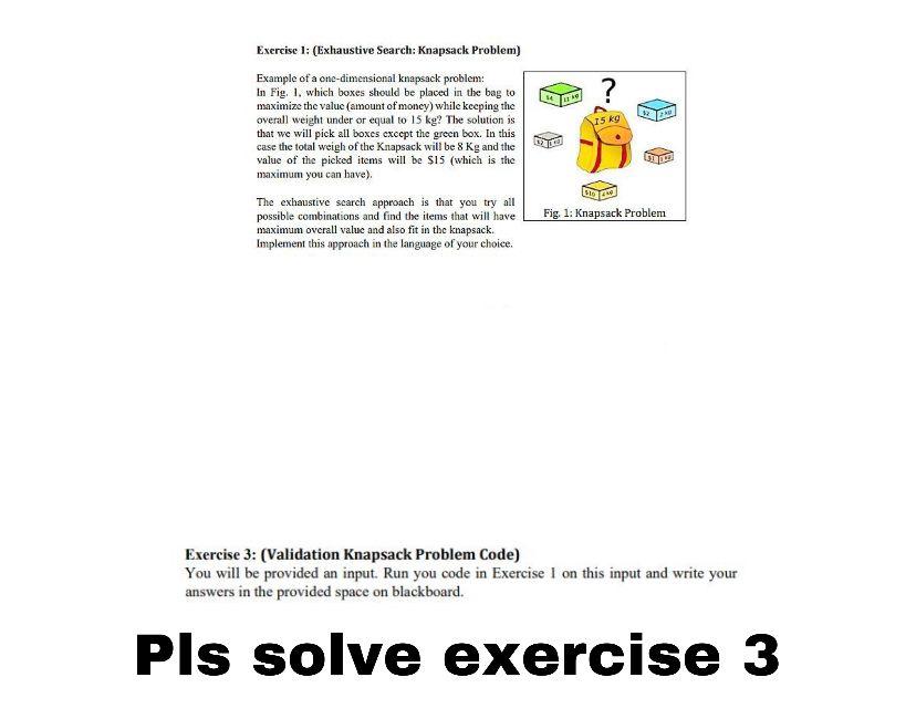 Solved Exercise 1 (Exhaustive Search Knapsack Problem)