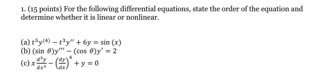 Solved (15 ﻿points) ﻿For the following differential | Chegg.com