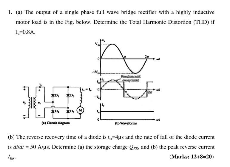 Solved 1. (a) The output of a single phase full wave bridge | Chegg.com