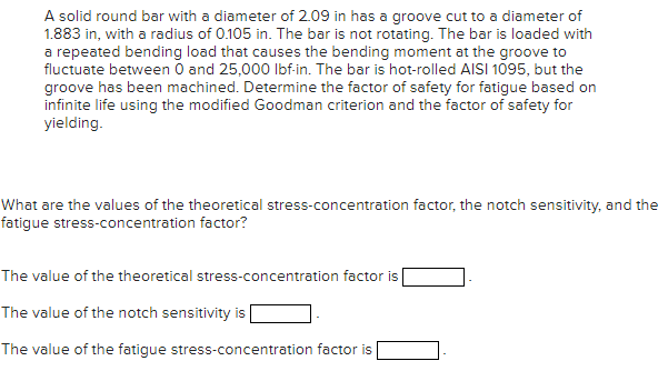 Solved A solid round bar with a diameter of 2.09 in has a | Chegg.com