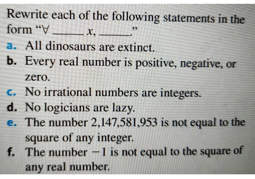 Solved Rewrite Each Of The Following Statements In The Form