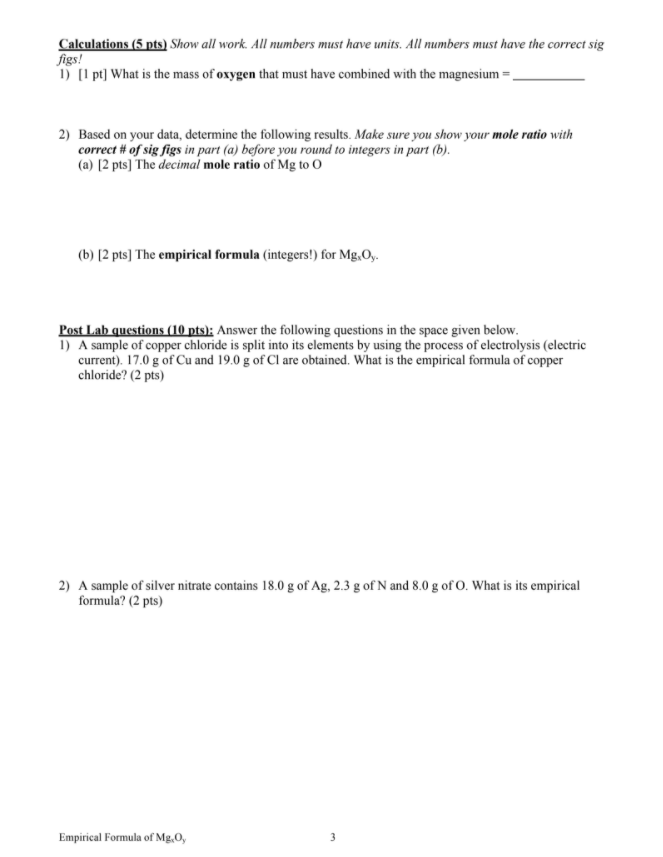 Solved Lab Data: Mass of empty crucible:19.97g Mass of the | Chegg.com