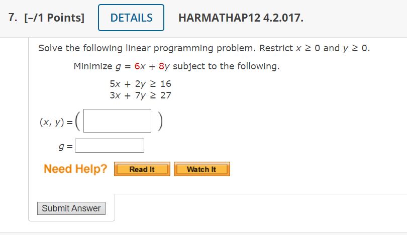 Solved Solve The Following Linear Programming Problem. | Chegg.com