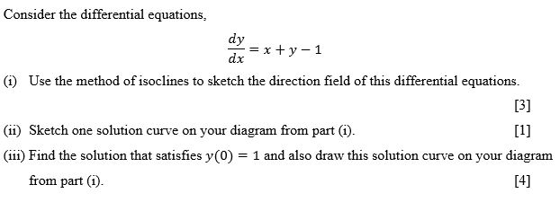 Solved Consider the differential equations, dy = x + y - 1 | Chegg.com