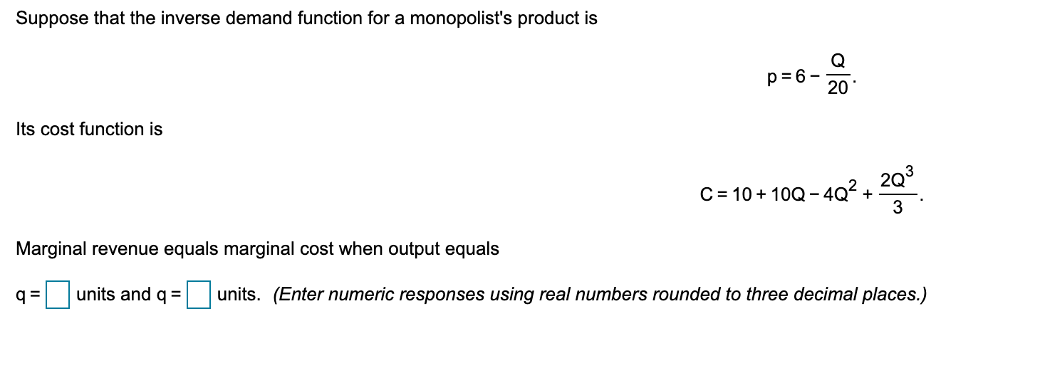 Solved Suppose that the inverse demand function for a