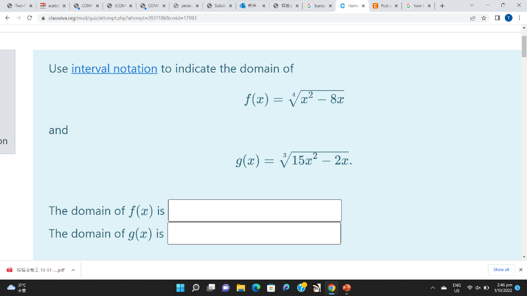 Solved Use interval notation to indicate the domain of | Chegg.com