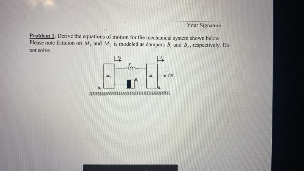 Solved Problem 1: Derive the equations of motion for the | Chegg.com