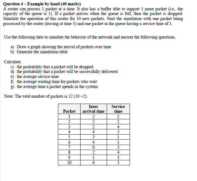 [Solved]: Question 4 - Example by hand ( 40 marks) A route