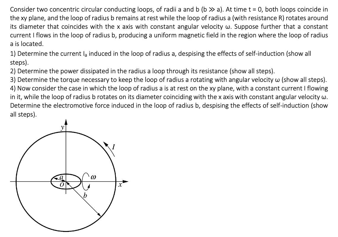 Solved Consider two concentric circular conducting loops, of | Chegg.com