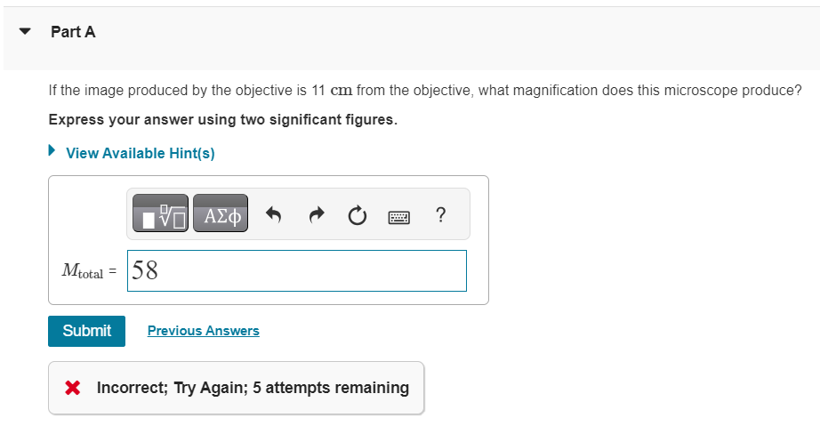Solved A compound microscope has an objective lens with a | Chegg.com