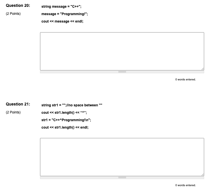 Solved Question 20: (2 points) string message = 