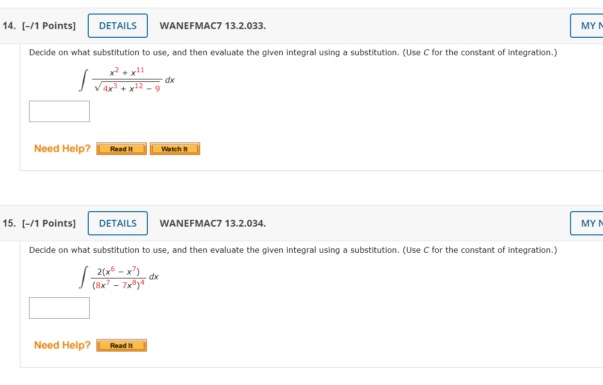 Solved 14. [-/1 Points] DETAILS WANEFMAC7 13.2.033. MYN | Chegg.com