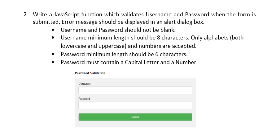 Solved 2. Write A JavaScript Function Which Validates | Chegg.com