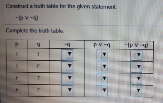 Solved Construct a truth table for the given statement | Chegg.com