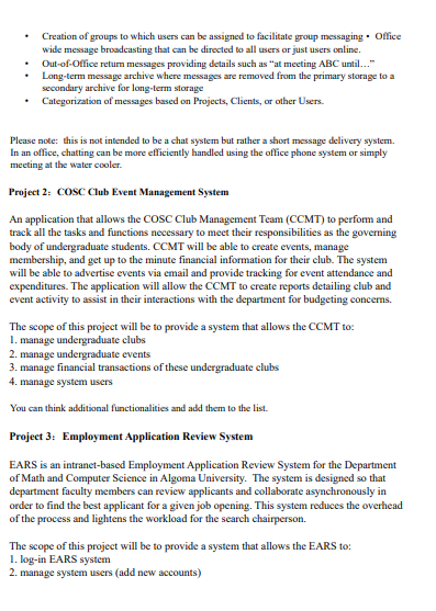 Solved General A major component of the course is a software | Chegg.com