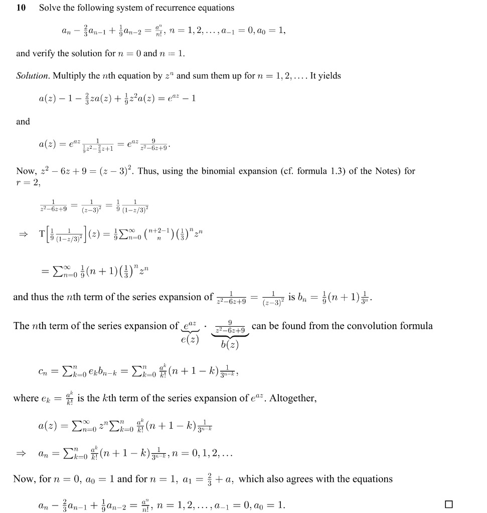 Solved 10 Solve the following system of recurrence equations | Chegg.com