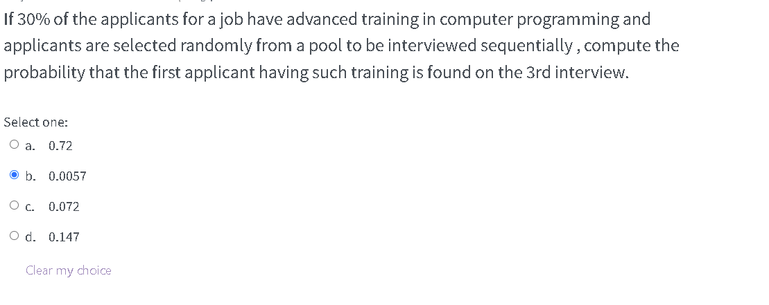 Solved If 30% of the applicants for a job have advanced | Chegg.com